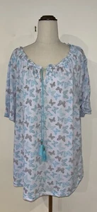 NWT Butterfly Peasant Top With Tassels Size 22 - Picture 1 of 3