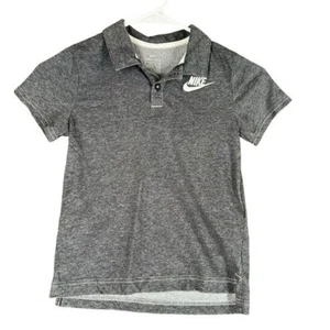 Nike Kids 5-6 yr Gray Polo Dri Fit Athletic Logo Graphic Boys - Picture 1 of 10
