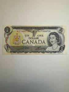 COLLECTABLE 1973 Canada One Dollar Crow / Bouey Banknote - Foto 1 di 2