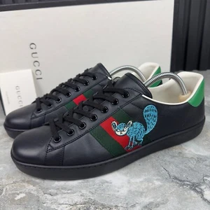Zapatillas Gucci Ace Web Freya Hartas Cuero Negro 9 G o 9.5 EE. UU. o 43 EUR - Imagen 1 de 20