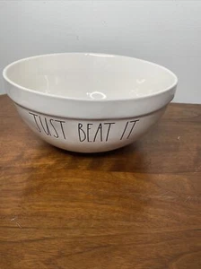 Rae Dunn Magenta JUST BEAT IT Large 10 inch Mixing Bowl White Ceramic - Picture 1 of 9
