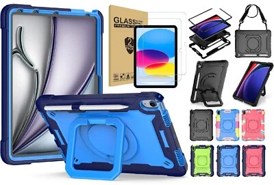 Case For iPad (A16) iPad Pro iPad Air 11" 10.9'' with Rotating Stand and Strap - Image 1 of 3