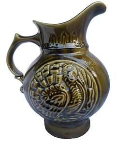 Vintage McCoy Pottery Pitcher 1968 USA Avocado Green Turkey Thanksgiving - Picture 1 of 6