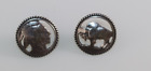 Vintage Earrings Signed EJC 97 Indian Head + Buffalo Pewter COIN
