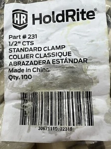 BAG OF 100 HoldRite Standard Series Clamp 1/2" CTS Beige CPVC Tubing 231 - Picture 1 of 5