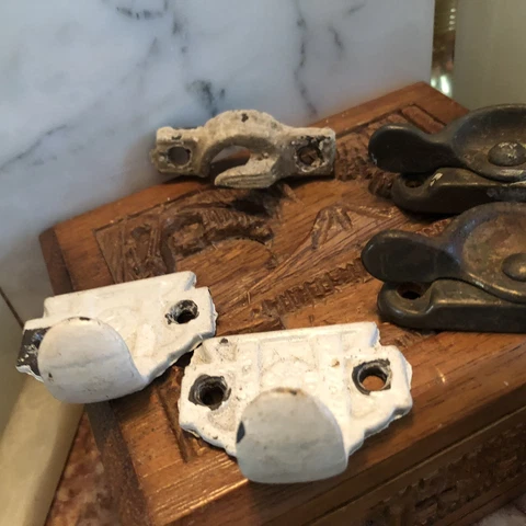 Lot of 5 Antique  Cast Iron Ornate Sash Window Latches/Thumb Pulls Cover