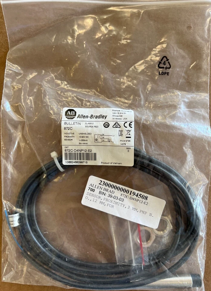 1pc Allen Bradley Inductive Proximity Sensor 872c-d4np12-e2