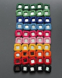 50 Pieces, Crochet 10 mix colours  with Silver Mirror glass Rims, approx 20 mm. - Picture 1 of 2