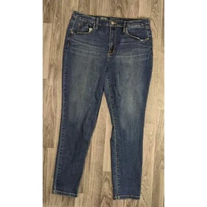 Mossimo Womens Size 14 / 32 Whiskered High Rise Skinny Pockets Denim Blue Jeans - Picture 1 of 10
