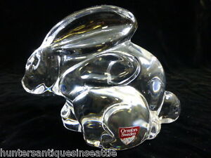 Vintage Orrefors Clear Crystal Rabbit Paperweight
