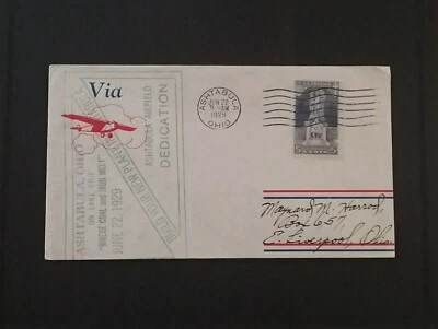 ASHTABULA OH 1929 Airfield Airport Dedication Cover Ashtabula Poster Stamp  - Image 1 of 4