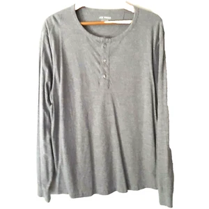 JOE FRESH Long Sleeve Henley Shirt XL Pullover Heather Gray Cotton Blend Knit - Picture 1 of 8