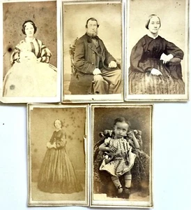 ANTIQUE 1860's CIVIL WAR ERA LOT OF 5 CDV PHOTOGRAPHS NEW YORK CITY FASHIONS - Picture 1 of 10