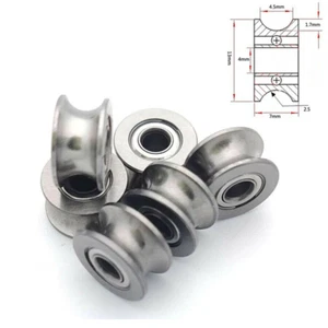 U624ZZ 4x13x7mm U Grooved Ball Bearings Shield/ Pulley Wheels Wire Guide Roller - Picture 1 of 4
