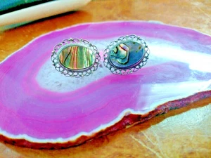VINTAGE STERLING & ABALONE VIKTORIANISCHE OHRRINGE 6,1 GRAMM - Bild 1 von 5