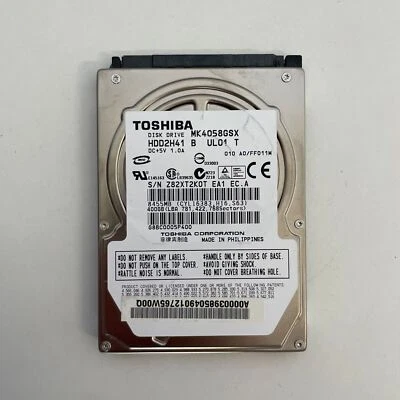 Toshiba 400GB 2.5" SATA Internal Hard Drive 3.0Gb/s 5400 RPM 8MB HDD MK4058GSX - Image 1 of 4