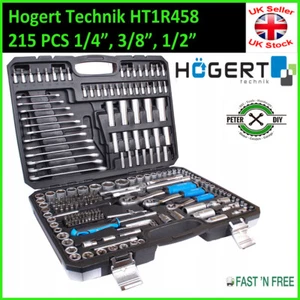 SOCKET SET 215 pcs 1/4" 3/8" 1/2" Ratchet Tools Toolbox Hoegert Technik HT1R458 - Picture 1 of 7