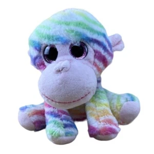 Rainbow Monkey Pink Glitter Eyes Plush Stuffed Animal Toy 6" - Picture 1 of 10
