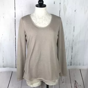 Crosby Mixed Media Pullover Top Beige Tan Women Sz S - Picture 1 of 5