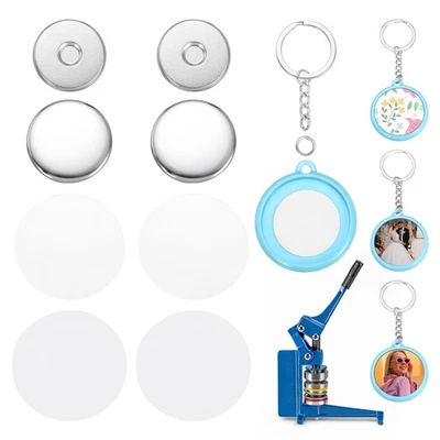 10 juegos de suministros para hacer botones 37 mm / 1,46 pulgadas llavero en blanco piezas de botones, azul Foto 1 de 4