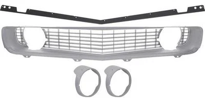 OER R5028G 1969 CAMARO STANDARD COMPLETE GRILL KIT WITH BEZELS SILVER GRILL - Imagem 1 de 2
