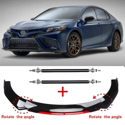 For Toyota Camry LE XLE Red Car Front Bumper Lip Spoiler Splitter+Strut Rods Foto 1 de 4