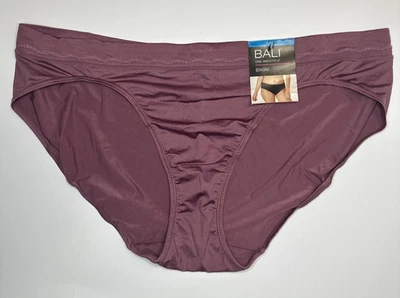 BALI One Smooth U Modern Microfiber Bikini Panty 2XL/9 DFMMBK Rustic Berry Red - Image 1 of 4