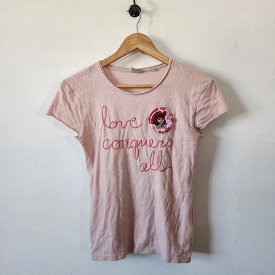 Y2K Womens Graphic Tee Junk Food Love Conquers All Shirt Large Foto 1 de 4