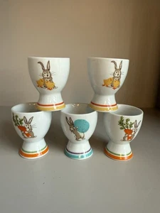 Set Of 5 Vintage Porcelain World Market Easter Egg 2.5” Cups Bunny - Picture 1 of 4