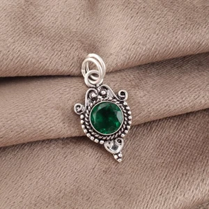 Colgante Artesanal Piedra Esmeralda Verde Redonda Plata de Ley 925 Regalo Madres - Imagen 1 de 3