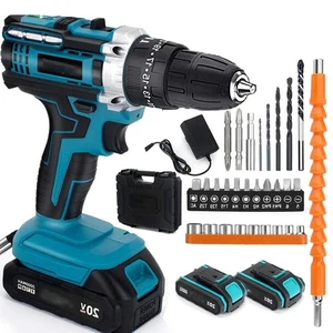 Mit 2 Akkus Für Makita Akku-Schlagbohrschrauber 20V Akkuschrauber Set mit Box - Bild 1 von 17