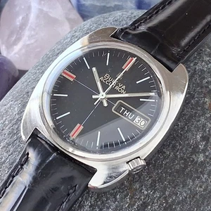 Serviced 1970 Bulova Accutron Black Dial Cal. 218 Stimmgabeluhr neues Armband - Bild 1 von 19