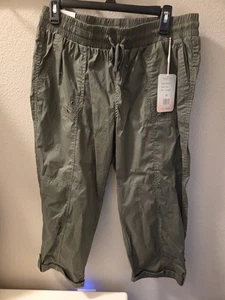 Palm Rio Crop Tie Front/Drawstring Hose Damen Army Green Gr. M Neu Mit Etikett - Bild 1 von 3