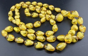 Vintage West Germany Yellow Lucite Teardrop Bead Necklace 52 Inches - Picture 1 of 15