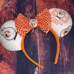 Disney Star Wars BB-8 Droid Orange Glitter Bow Mickey Ears NO TAG - Picture 1 of 10