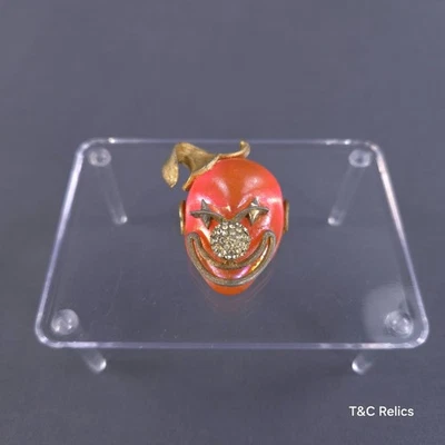 Rare Vintage Brooch Pin Clown Lisner Lucite Jelly Belly Iridescent Orange Pink - Image 1 of 4
