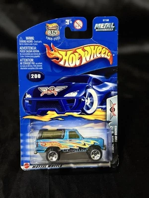 Hot Wheels Ford Bronco 2003 Collector #200 Final Run 6/12 Blue/Yellow Flames  - Image 1 of 2