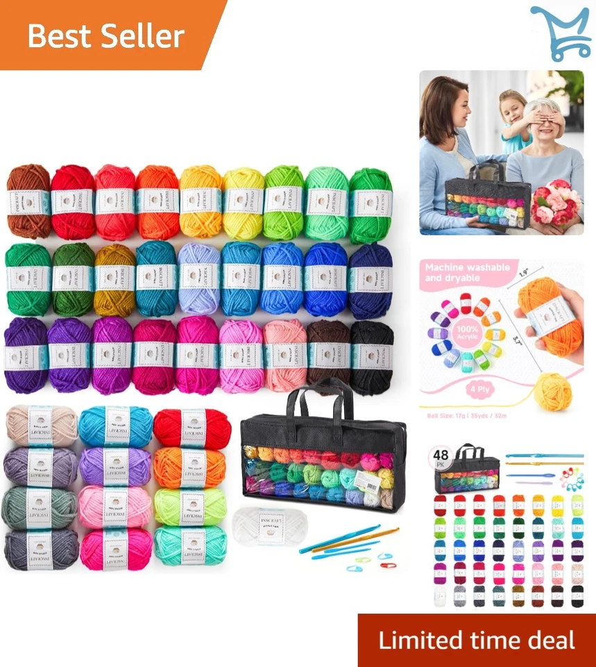 40 Acrylic Yarn Skeins 1600 Yards Craft With Reusable Canvas 2day Ship