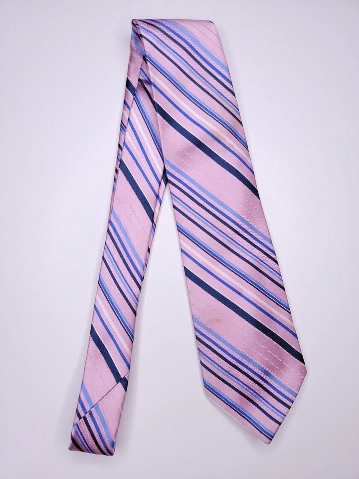 Class Club Mens Formal Necktie 51"Lx3"W Pink/Blue Neck Tie - Image 1 of 4
