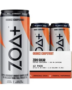 ZOA+ Pre-Workout Energy Drink, Orange Grapefruit 12 Fl Oz (Pack of 12) - Picture 1 of 1