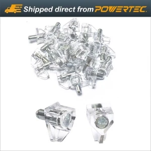 POWERTEC QP1501 25pz Staffa di Supporto Perni Mensola 5mm-Trasparente, Supporto in Plastica - Foto 1 di 6