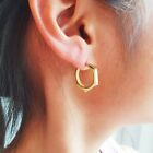 Tarnish Resistant 18ct Gold Plated Stainless Steel Hexagon Stud Earrings Au
