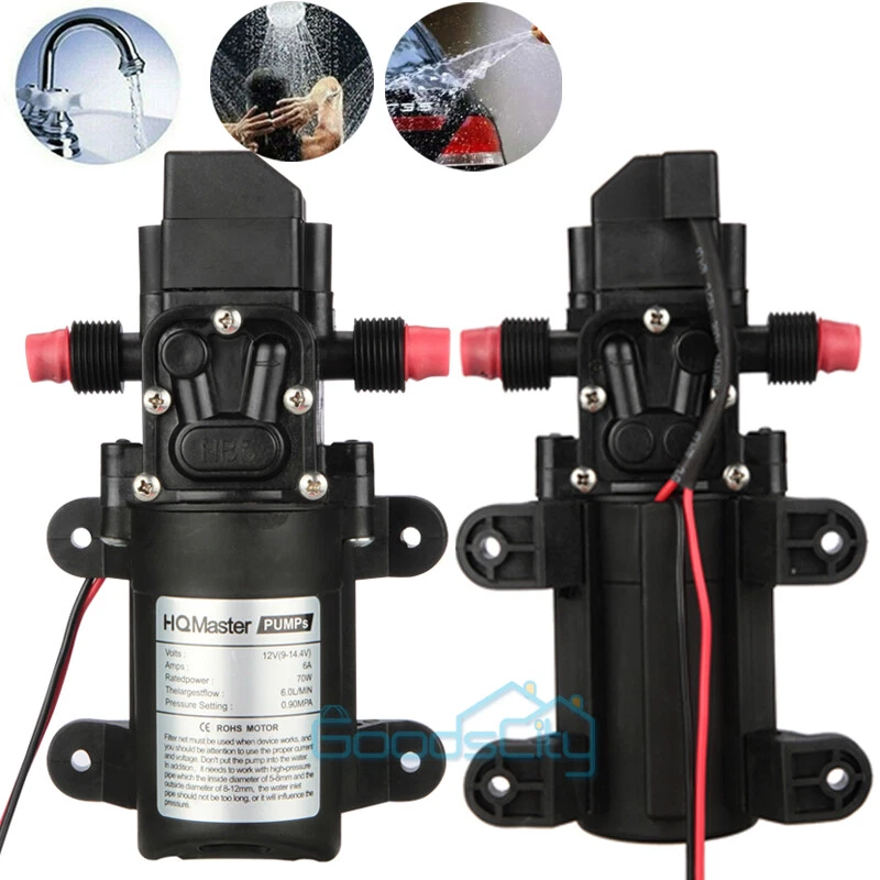 Bomba De Agua Autocebante De Diafragma, 12 V DC 10 A Flujo De 4 GPM Bomba Pulverizadora De Agua, Max. Presi&oacute;n De 55 Psi Bomba De Limpieza Con Filtro De Metal