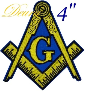 FREIMAURER 4" LOGO BESTICKT AUFNÄHER Aufbügeln FREIMAURER QUADRATISCHER KOMPASS MAURER EMBLEM - Bild 1 von 3