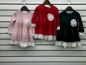 Infant & Girls Just Blanks Red, Dark Gray & Pink Lace Dresses Sizes 12M - 6 - Picture 1 of 6