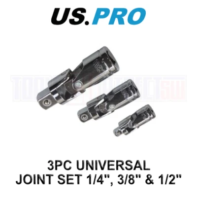 US PRO 3 Piece universal joint Socket Adapter bendy Knuckles Set 1/2" 1/4" 3/8