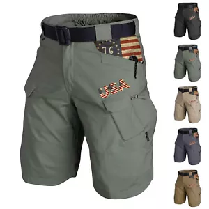 Men's Sports Casual Loose Shorts Multi-Pockets Jogging Shorts Solid Cargo Pants* - Picture 1 of 29