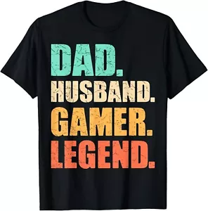 Dad Husband Gamer Legend Father Papa Daddy Video Games Gift Unisex T-Shirt - Picture 1 of 4