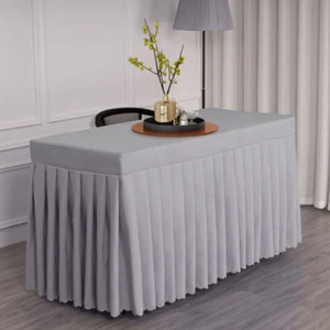 Office Business Pleated Tablecloths Rectangular Party Table Skirts Table Covers - Picture 1 of 26