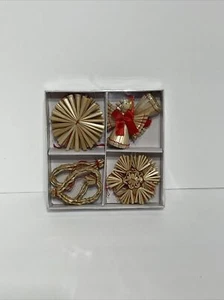 12 Pack Of Straw Christmas Tree Ornaments - Picture 1 of 2